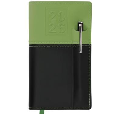 Imagem de Agenda de bolso/calendário de bolso 2026 e caneta, 9 x 15 cm: Inclui 14 meses (novembro de 2025 a dezembro de 2026) / Agenda semanal/organizador de calendário mensal 2026 (verde/preto)
