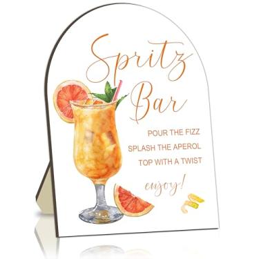 Imagem de Placa de bar Aperol Spritz, placa de receita de bar de coquetel para casamento, placa de mesa com ingredientes de coquetel, placa de mesa de coquetéis caseiros, receita de bebida de coquetéis DIY para