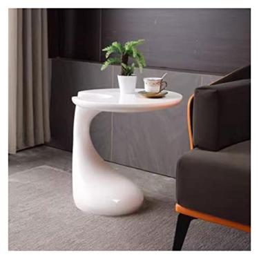 Imagem de Mesa de centro de design simples 19,6 x 21,6 polegadas, mesa de centro redonda pequena, mesa lateral para casa e escritório, mesa lateral de cama, mesa lateral de sofá, para sala de estar, quarto