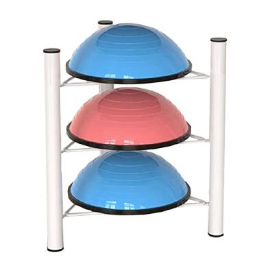 Imagem de Prateleira de armazenamento de bolas de meio equilíbrio de piso, organizador de bolas de velocidade de onda de 3/4/5 níveis para ginásio em casa estúdio de ioga, fácil de montar / branco/5 níveis