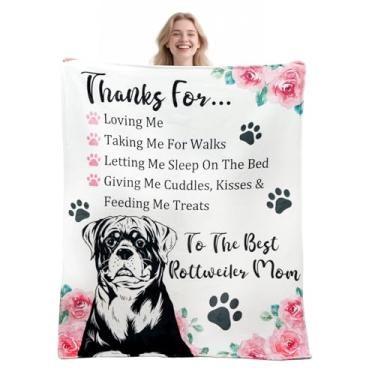 Imagem de Tian Zhun Presentes Rottweiler para mulheres amantes de cães, cobertor Rottweiler macio e quente, 127 x 152 cm para Natal, Dia das Mães, Aniversário