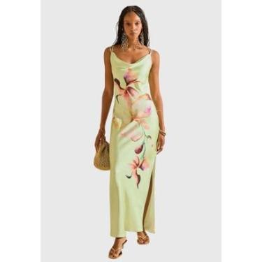 Imagem de Vestido Solto Decote V Com Alça Longo Morena Rosa-Feminino