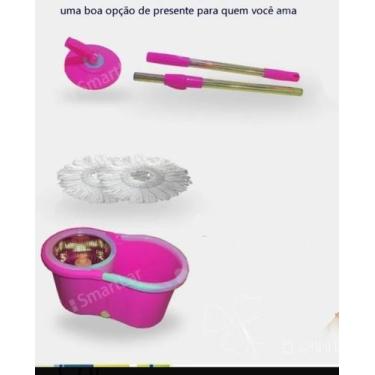 Imagem de Mop Balde Girátorio 360 cesto inox Esfregão Limpeza +2 refis(   um so 
