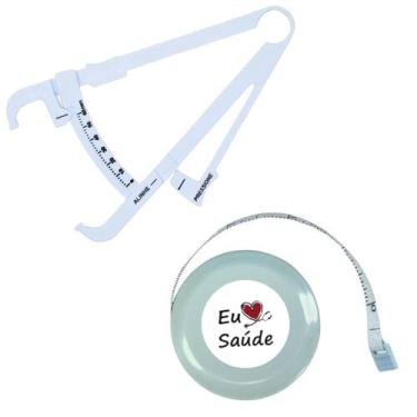 Imagem de Kit Avaliacao Fisica Medir Gordura Corporal Fita Metrica Imc Adipometr