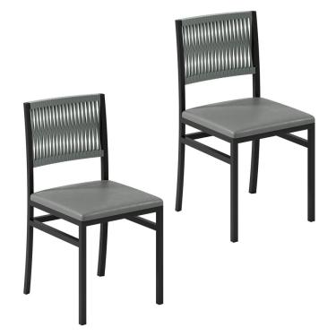 Imagem de Conjunto 2 Cadeiras para Sala de Jantar Barcelona Prata/Preto
