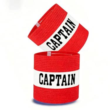 Imagem de Braçadeira clássica do capitão, braçadeiras ajustáveis para líderes (unissex) – Ideal para competições de futebol, basquete, vôlei e times escolares. (Vermelho)