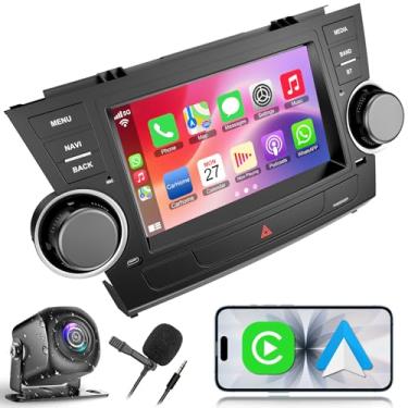 Imagem de Rádio automotivo 4G + 64G para Toyota Highlander 2008-2013 com chave, carro sem fio e Android Auto com Android 13, compatível com Bluetooth/controle de voz/GPS/WiFi/SWC/FM