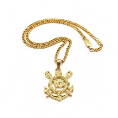 Imagem de Colar Corinthians Aço Banhado Ouro 18k + Pingente - 100% à Prova d'Água para o Torcedor