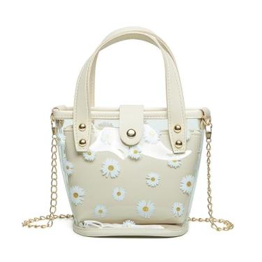 Imagem de Bolsa tiracolo feminina amarela transparente para o verão