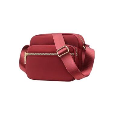 Imagem de Bolsas transversais de nylon para mulheres, bolsas e bolsas, bolsa mensageiro casual feminina, Vermelho