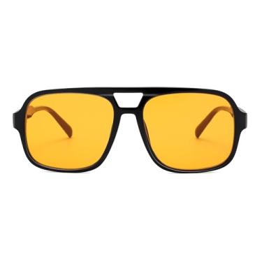 Imagem de Óculos de sol para mulheres, homens, clássicos, anos 70, vintage, moderno, quadrado, aviadores retrô, Preto, laranja, marrom, 56MM