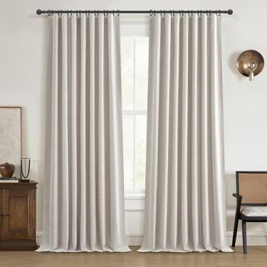 Imagem de Cortinas longas para sala de estar personalizadas 264 cm, cortinas fofas com bloqueio de sol Burg para quarto, cortinas blackout térmicas estéticas, tecido marfim natural grosso (2 painéis), 2 painéis
