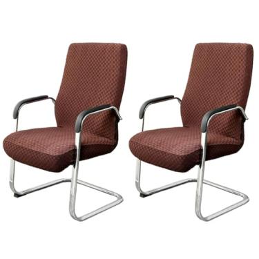 Imagem de Lzyjckh Capa elástica para cadeira de escritório, pacote com 2, Capa removível para cadeira de escritório com zíper Protetor universal lavável para cadeira de computador,Brown 2 pack,M