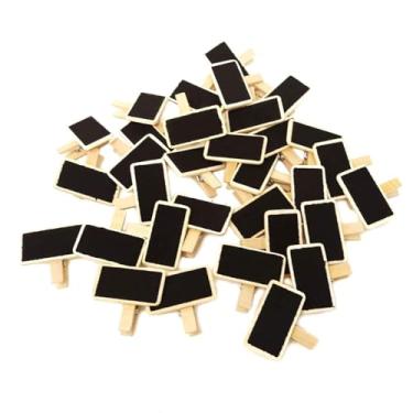 Imagem de 30 peças de mini clipes retangulares de madeira para quadro de giz, placas para quadro de giz para casa, anotações, festas