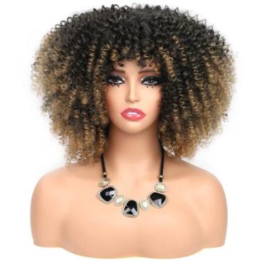 Imagem de Peruca Curly Afro 35cm Peruca sintética Ombre Color 280g - yiweisai