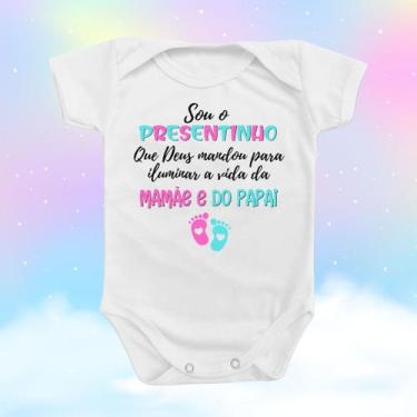 Imagem de Roupinha Body de Bebê Anunciação de Gestação Sou o Presente de Deus Ma