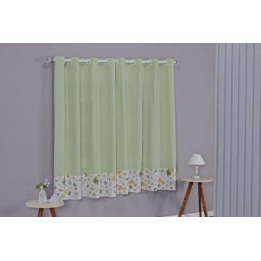 Imagem de Cortina Quarto Infantil e Bebê Algodão Com Barrado Estampado Decorativ