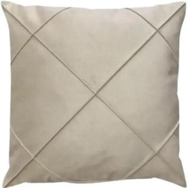 Imagem de Capa De Almofada Suede Aveludada Drapeada 45x45cm Castor - Home&Cia