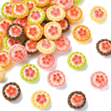 Imagem de Ipotkitt 40 peças, 5 cores, cabochão de resina de torta de morango, imitação de comida, sobremesa, pingentes de geleca plana para artesanato faça você mesmo, joias, capa de telefone, brincos