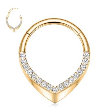 Imagem de GAGABODY Anel de septo, joias de septo, 8 mm, ouro, 16 mm, brincos de hélice, joia daith, argolas de nariz, aço cirúrgico, gotículas de água, anéis de 16 g, argola clicker daith, piercing joias