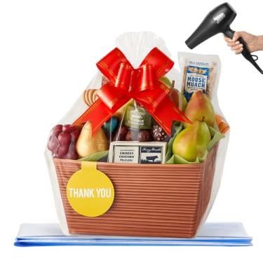 Imagem de WIKDAY Sacos de embrulho retrátil para cestas de presente, 10 peças, 76 x 101 cm, sacos grandes de celofane para embrulhar cestas de plástico transparentes