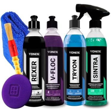 Imagem de Vonixx Kit Automotivo Premium, V-floc Shampoo, Sintra Fast, Tryon, Rexer, com Acessórios para Limpeza