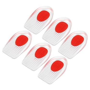 Imagem de 6 peças de almofadas de silicone para suporte de calcanhar, almofada de silicone, palmilha ortopédica, almofadas de calcanhar, padrão ondulado, vermelho, tamanho 33-39, Vermelho