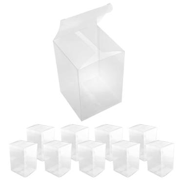 Imagem de MEETOOT METOOT 10 caixas de presente transparentes 10 x 15 cm caixas de plástico para embalagem de presente, adequadas para doces, chocolates e sobremesas, petiscos de chá de bebê, embrulho de