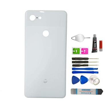 Imagem de Peças de reposição para porta do painel traseiro do Pixel 3 com fita pré-instalada para Google Pixel 3 (Pixel 3 5,5 polegadas/branco) + ferramentas