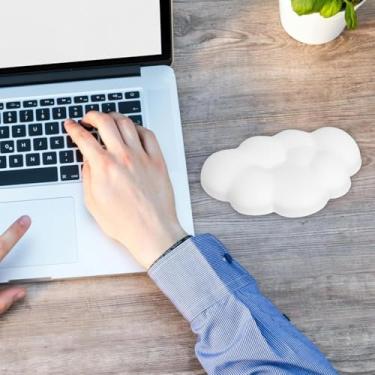 Imagem de Almofada de descanso de pulso em nuvem para mouse, ergonômica, macia, de couro PU, espuma de memória, alívio da dor no pulso, almofada de suporte de pulso com base antiderrapante para escritório