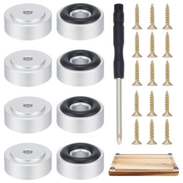 Imagem de NBEADS 8 peças de pés de tábua de corte com almofadas antiderrapantes, pés antiderrapantes de 2 x 0,9 cm com parafusos e kit de chave de fenda para corte inacabado de cozinha, cor platina fosca