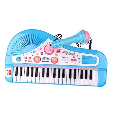 Imagem de Deevoka Piano Teclado Infantil 37 Teclas Piano para Crianças Piano Eletrônico com Microfone Brinquedos Educativos para 3 4 5 6 Anos, Azul