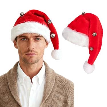 Imagem de Coraline Christmas Santa Hat with Bells Christmas Vacation Hat Unisex Red Fluff Santa Hat Christmas Holiday Hat Christmas Decorations