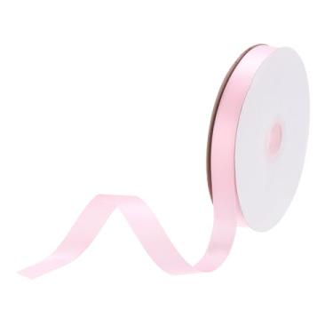 Imagem de DMiotech Fita de cetim de 5/20.3 cm 50 jardas fita de gorgorão fina de tecido dupla face para embrulho de presente floral buquê de flores, rosa claro