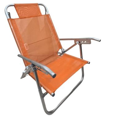 Imagem de Cadeira De Praia Conforto Oversize Reclinavel 140kg Ronchetti Laranja