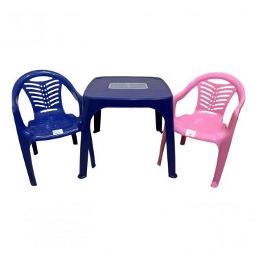 Imagem de Mesa Infantil Azul + 02 Cadeira Infantil Az/ro Plasnorthon