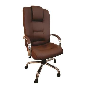 Imagem de Cadeira Escritório Presidente Classic Marrom Cromada Relax - ErgoDecor