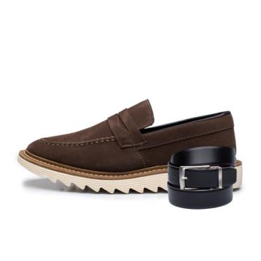 Imagem de ThézB Sapato Social Oxford Masculino em Couro Sintético, Sola Tratorada, com Cinto Social, Estilo Brogue, para Escritório e Festas (Café Off, BR, Adulto, Numérico, 44)