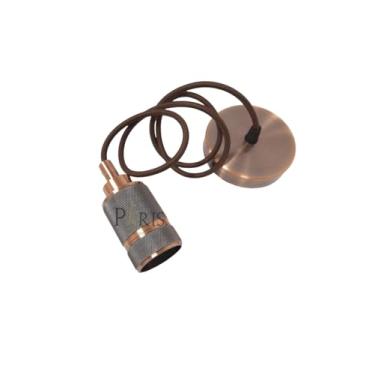 Imagem de Pendente Luxo Soquete E27 Alumínio Detalhado Bronze Vermelho