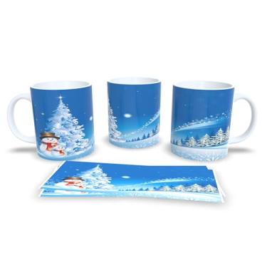 Imagem de Caneca de Cerâmica com Design Natalino, Decoração com Bolas Douradas e Estrelas, 300ml, Branco e Dourado, Para Café e Chá (13)