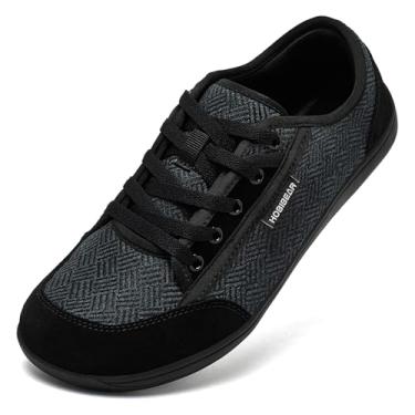 Imagem de HOBIBEAR Sapatos Descalços Para Mulheres E Homens, Solado Zero Drop, Biqueira Larga, Tênis De Caminhada, Preto, 6 De Largura Para Mulheres E 5 De Largura Para Homens