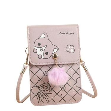 Imagem de Bolsas de telefone pequenas transversais para mulheres, mini carteira de ombro com janela transparente para tela sensível ao toque