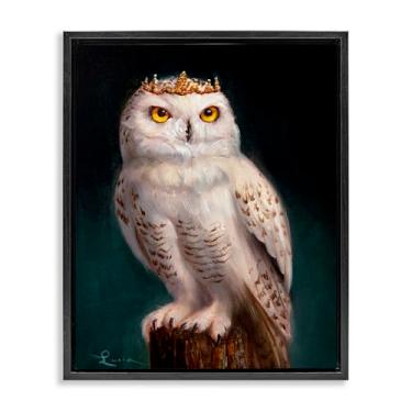 Imagem de Stupell Industries Arte de parede em tela flutuante com moldura dourada do Rei da Coruja Nevada, design de Lucia Heffernan, 53 x 43 cm