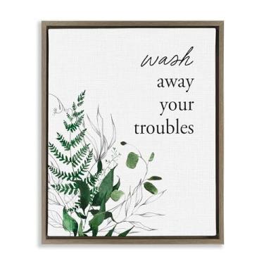 Imagem de Stupell Industries Arte de parede em tela flutuante emoldurada dourada com folhagem florestal, design por Lettered and Lined, 78 x 63 cm