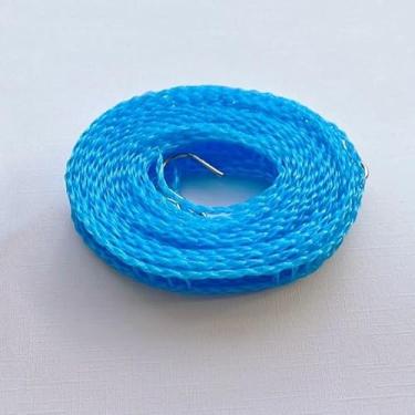 Imagem de Varal azul à prova de vento com ganchos corda de secagem antiderrapante de nylon de 5 m para uso ao ar livre, pacote com 2
