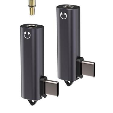 Imagem de Adaptador de áudio USB C para 3,5 mm (pacote com 2) para iPhone 17 16 15 Pro Max DAC Dongle de fone de ouvido com fio para Apple Aux Jack Splitter, porta fêmea compatível com Samsung Galaxy S25 para