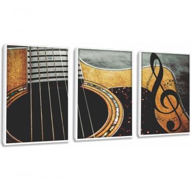 Imagem de Quadro Decorativo Violão Com Moldura Branco