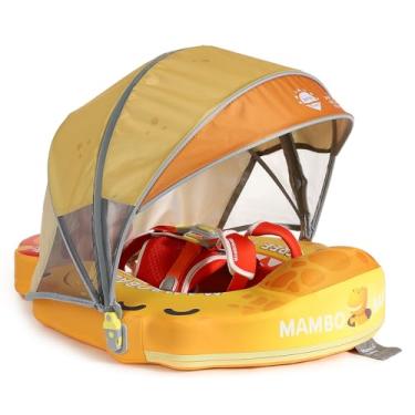 Imagem de Mambobaby Flutuador – Boia de bebê com dossel - Anel de natação com tema de dinossauro com guarda-sol, boia de piscina não inflável para bebês de 3 a 24 meses, treinador de natação ajustável para