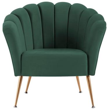 Imagem de Poltrona Decorativa Pes Aço Dourado 7048 Veludo Verde Dmobiliario Verde