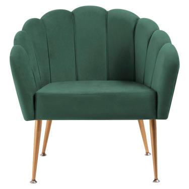 Imagem de Poltrona Decorativa Pes Aço Dourado 7049 Veludo Verde Dmobiliario Verde